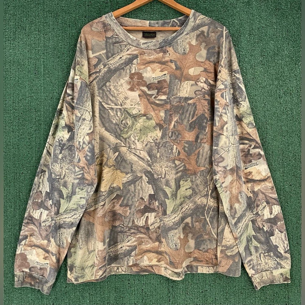 VTG 90’s Liberty Tree Bark Camo Camouflage Pocket Long Sleeve T-Shirt Men’s 2XL